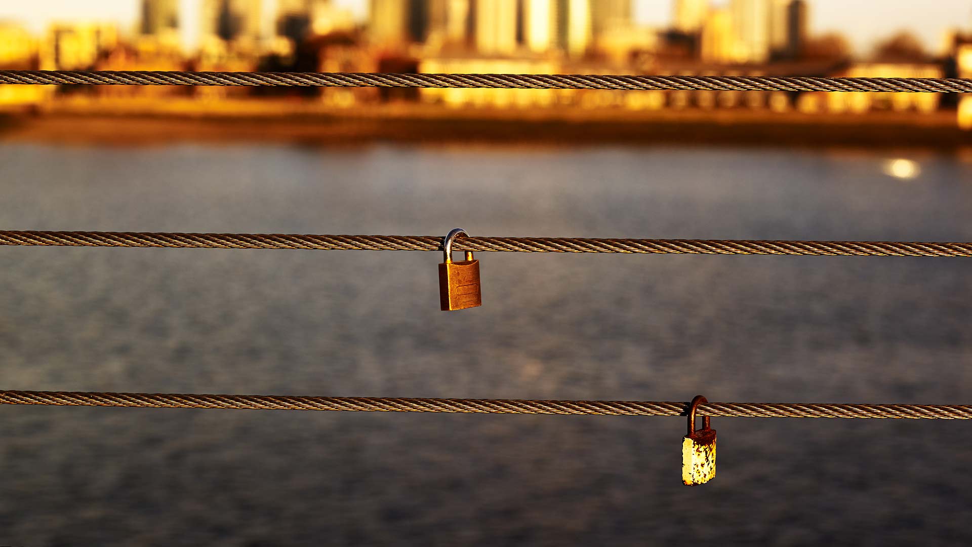 Padlock on a bridge