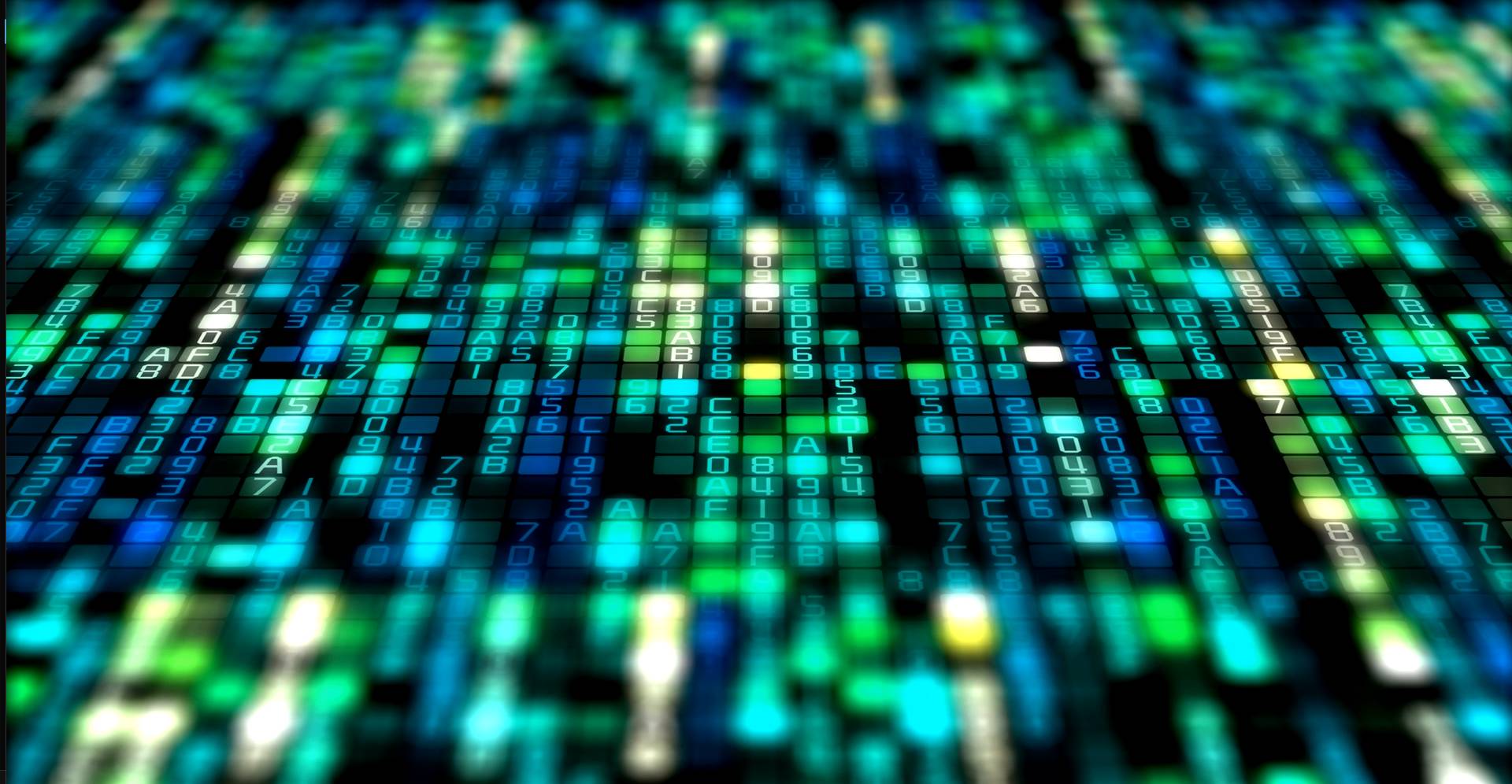 Lines of code in numbers and letters in a grid