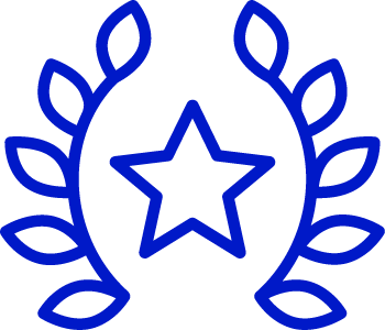 An icon of a star inside a laurel wreath