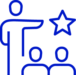 An icon of a leader showing the way towards excellence