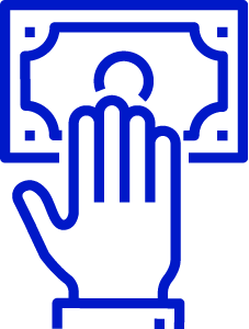 An icon showing a hand holding money