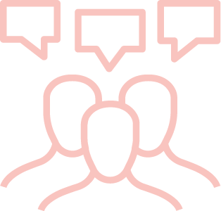 An icon of a group of people talking together