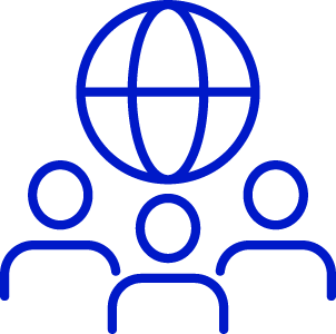 An icon showing people accessing a network