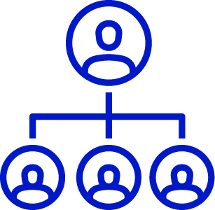 An icon showing a hierarchy of people for governance