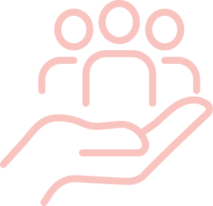 An icon of a hand supporting people