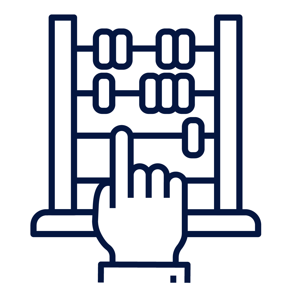 An icon of an abacus being used by somebody