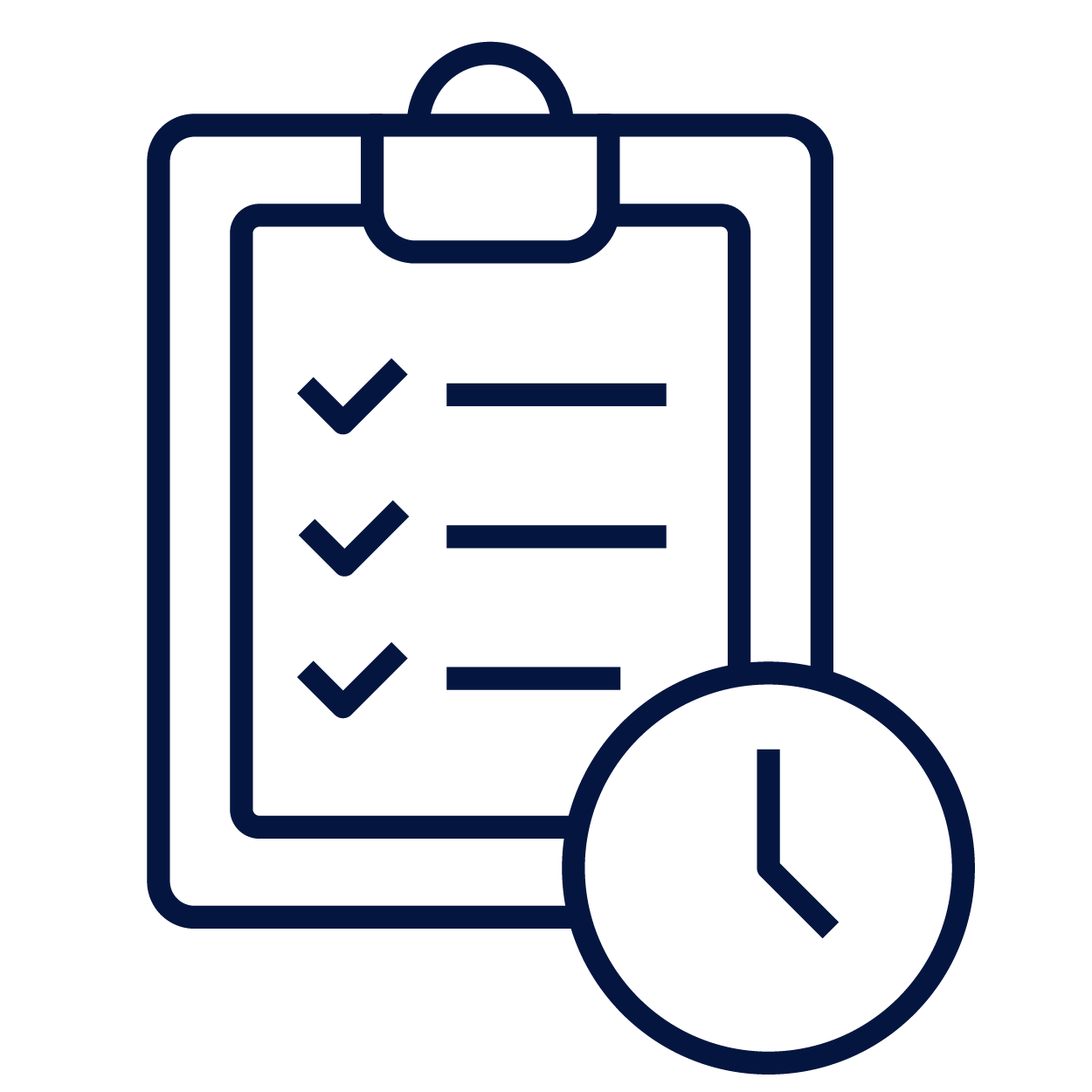 An icon checklist being worked through over a period of time