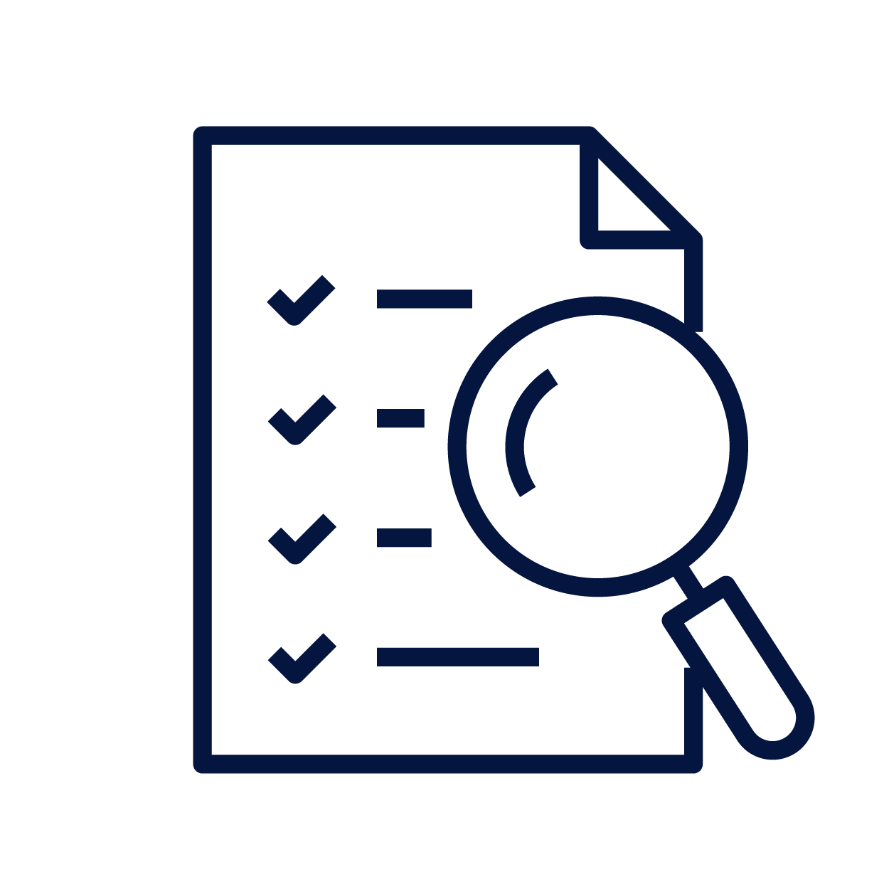 An icon indicating a list that is being checked