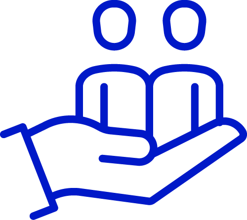 An icon indicating an entrepreneur or business founder being supported to create a business