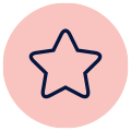 Icon of pink circle with navy star inside