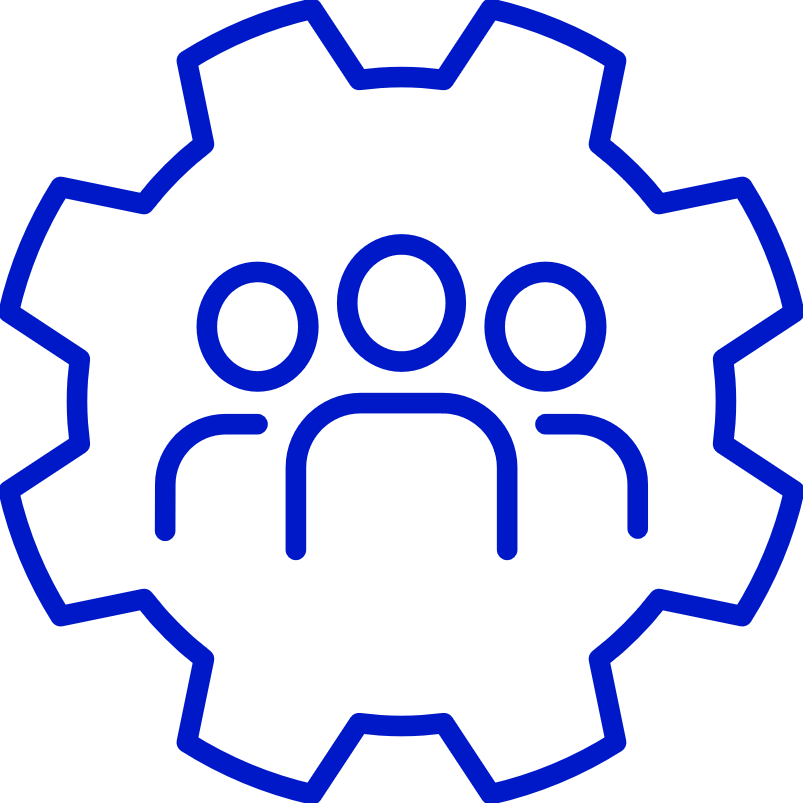 An icon of people inside of a cog/gear
