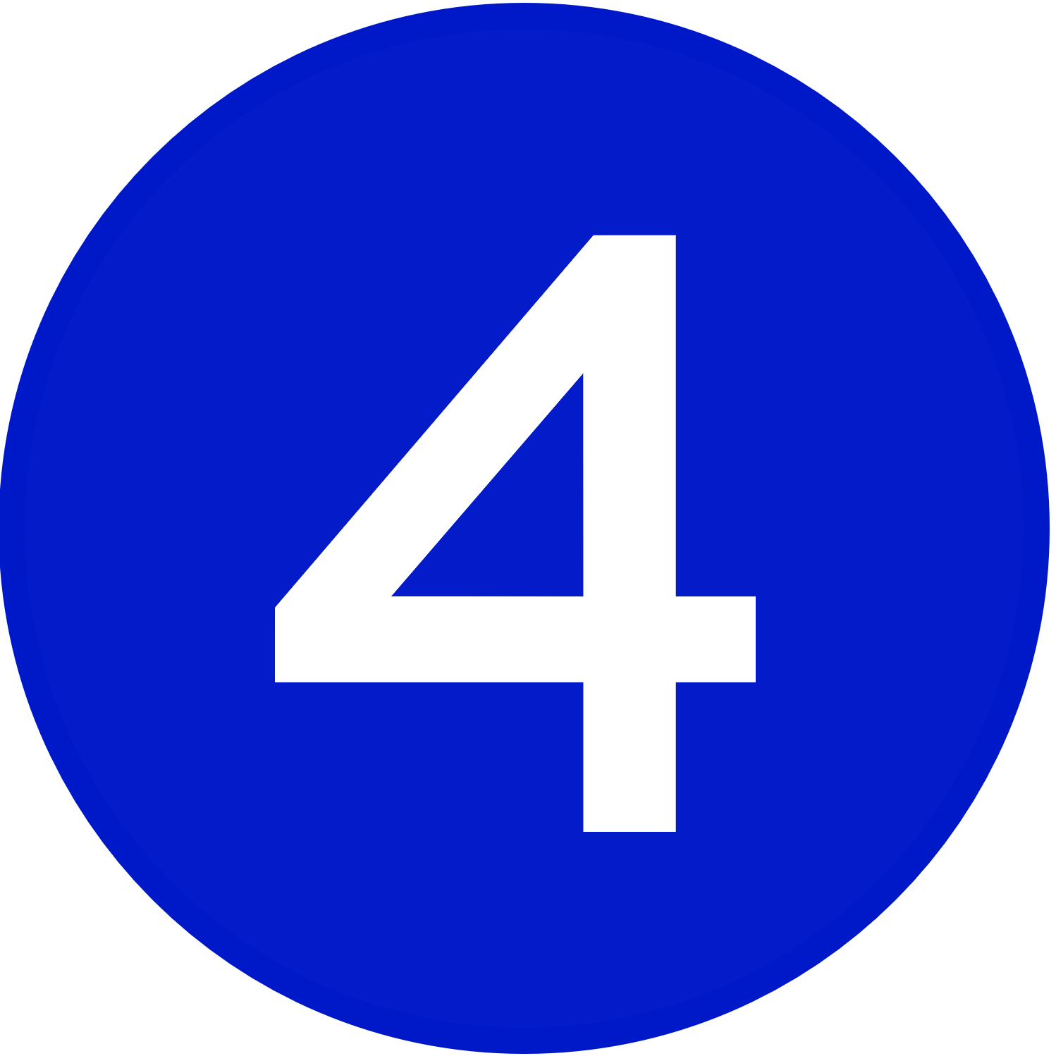 The number 4 in a blue circle