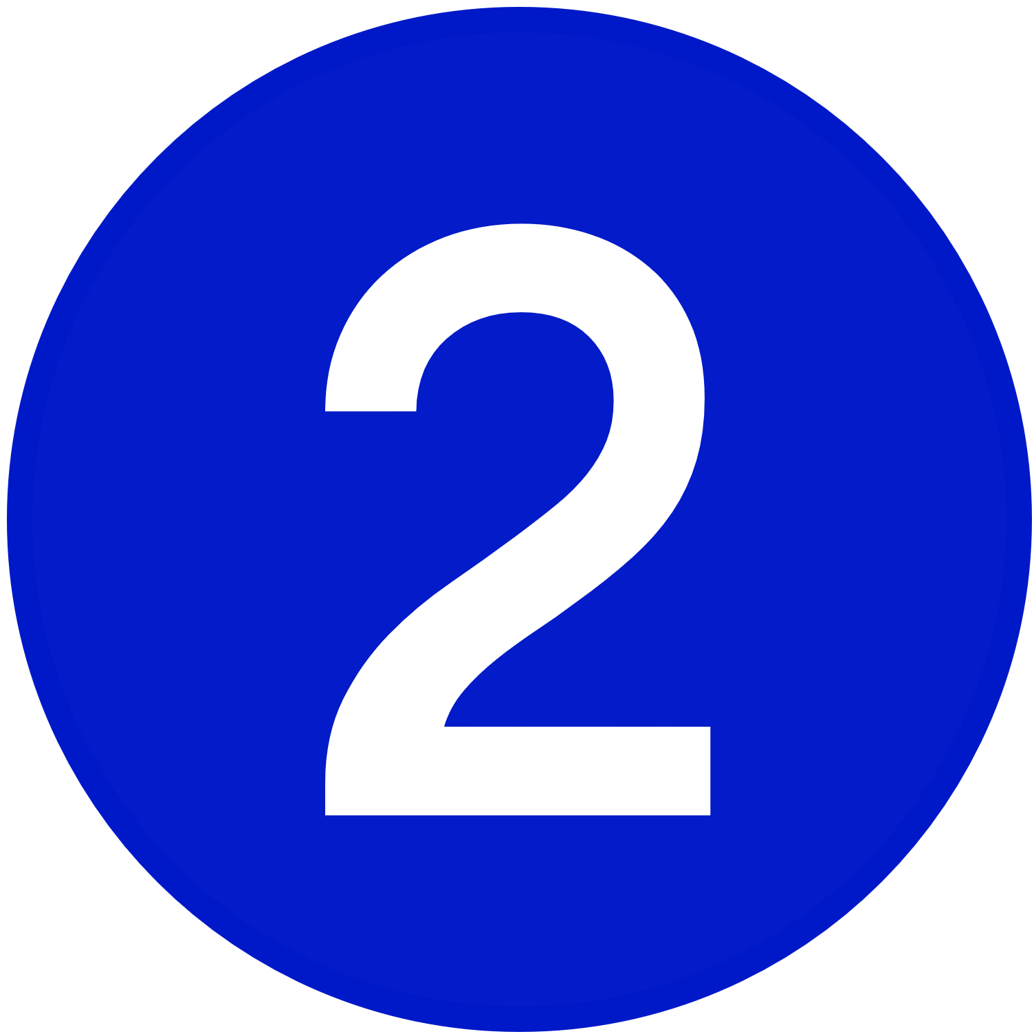 The number 2 in a blue circle