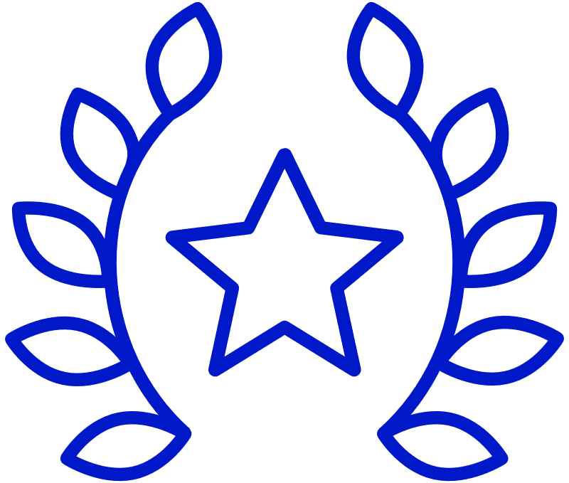 An icon of a star inside a laurel wreath