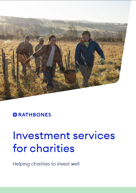 The "Investment services for Charities" brochure front page
