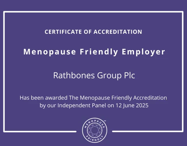 Certificate of accreditation as a menopause friendly employer