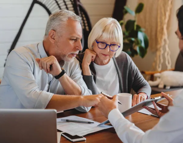 A couple discuss their financial plan and how they'll manage inheritance tax with an adviser