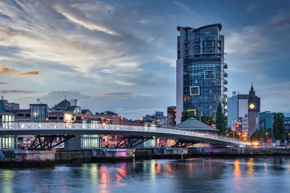 Belfast city centre at sunrise