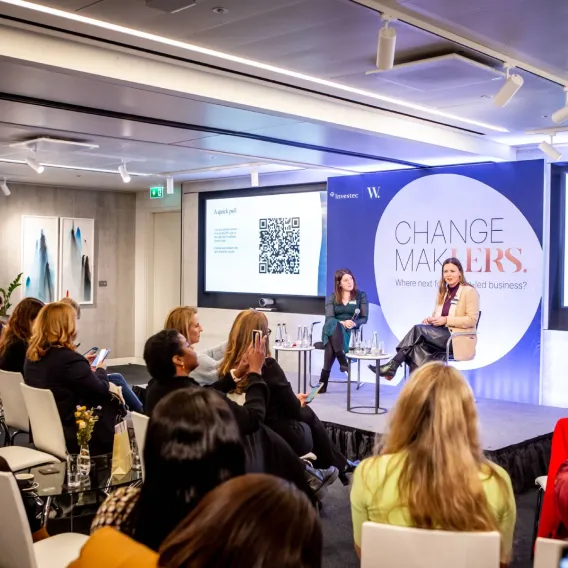 Speakers at a Women's Chapter event at Rathbones have a discussion with their audience