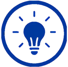 An icon of a light bulb turning on