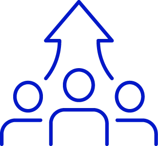 An icon of people going upwards or being elevated