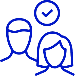 An icon of two people with a check box above them