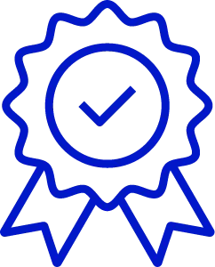 An icon of a check mark on a rosette