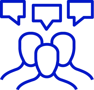 An icon of people talking together