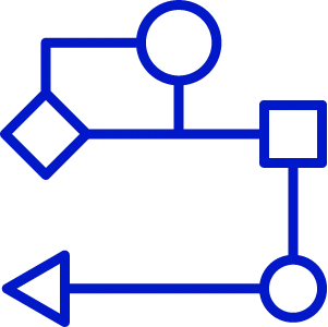 An icon showing a pathway with multiple steps