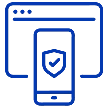 An icon showing an authenticator app on a smartphone in front of an internet browser window