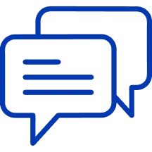 An icon showing two speech bubbles in a text message conversation