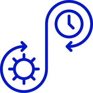 An icon indicating a process involving time and operations