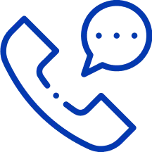 An icon of a telephone handset and a speech bubble coming out of it