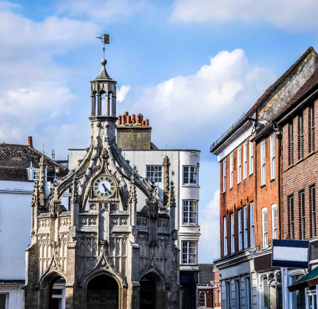 Chichester clock tower in the centre of town