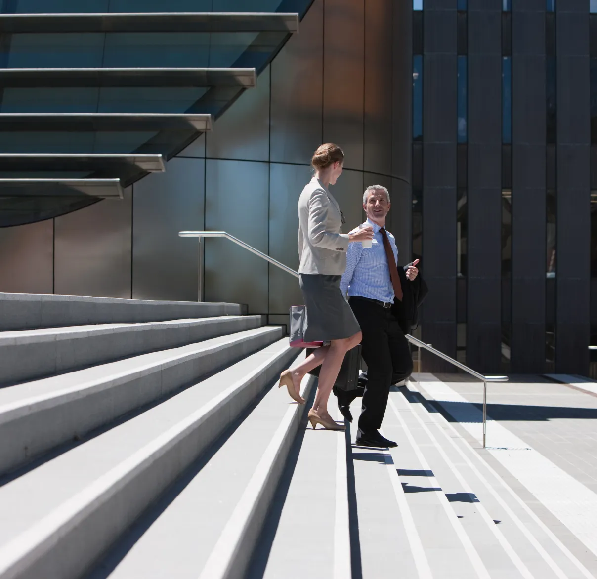 Ladies walking down stairs