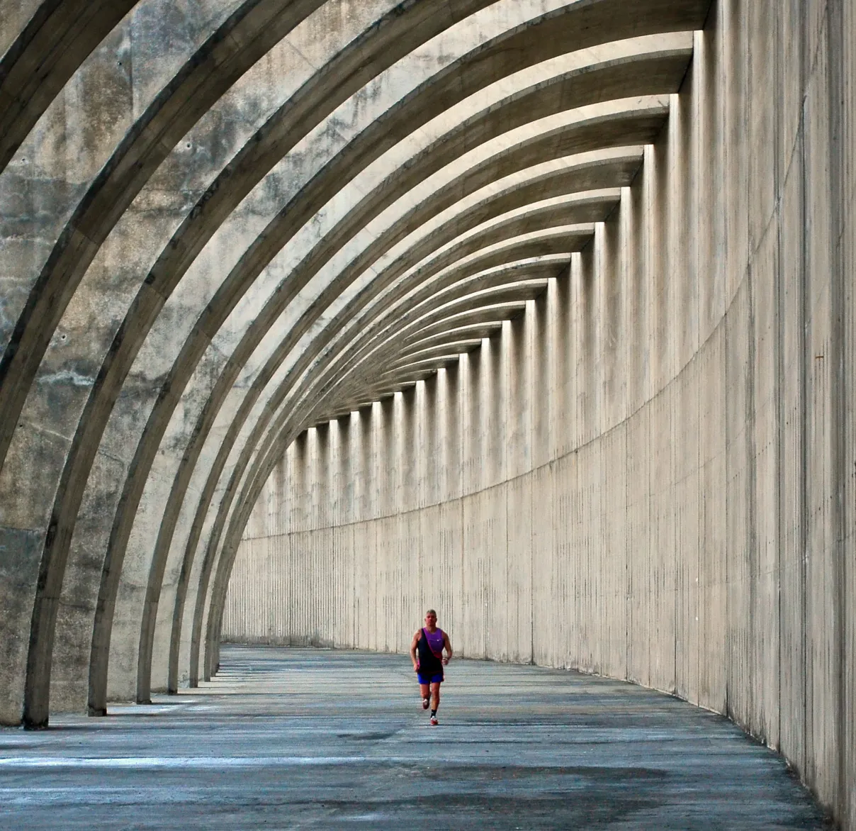 Person walking through a building