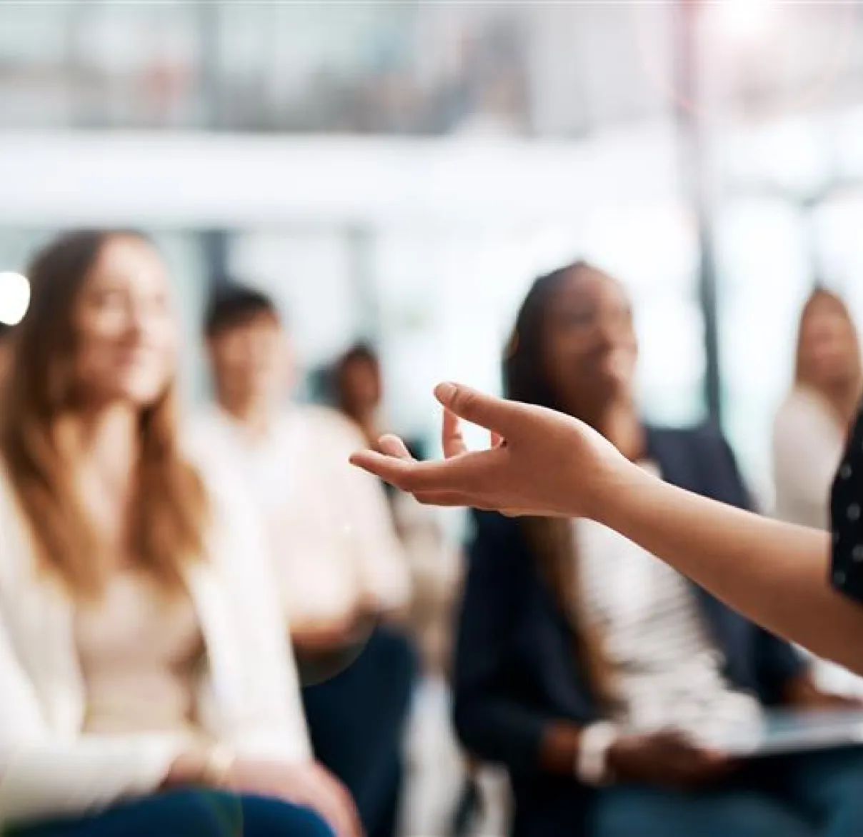 Person speaking at an event