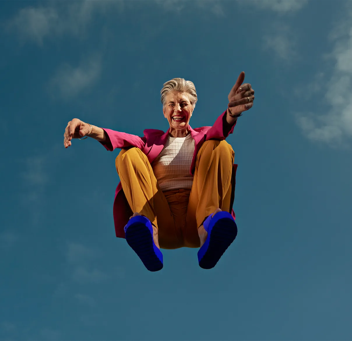 Woman jumping dynamically