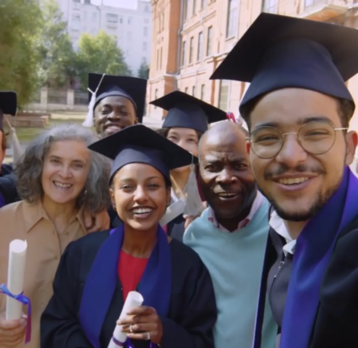 Graduates holding diplomas 