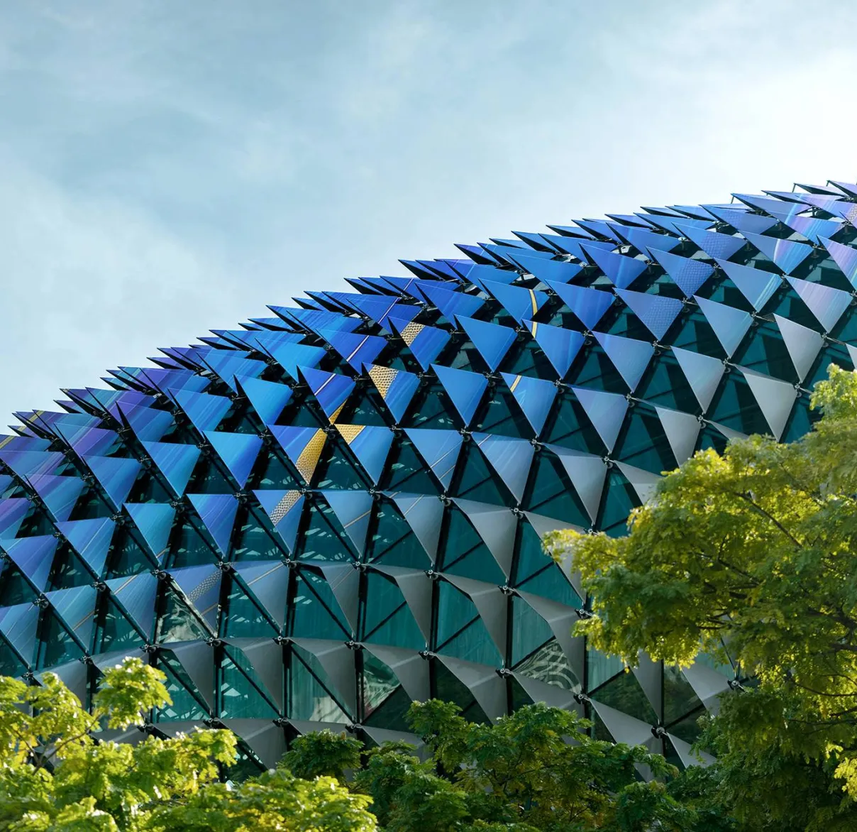 The unique spikey roof of the Esplanade Theatres On The Bay in Singapore