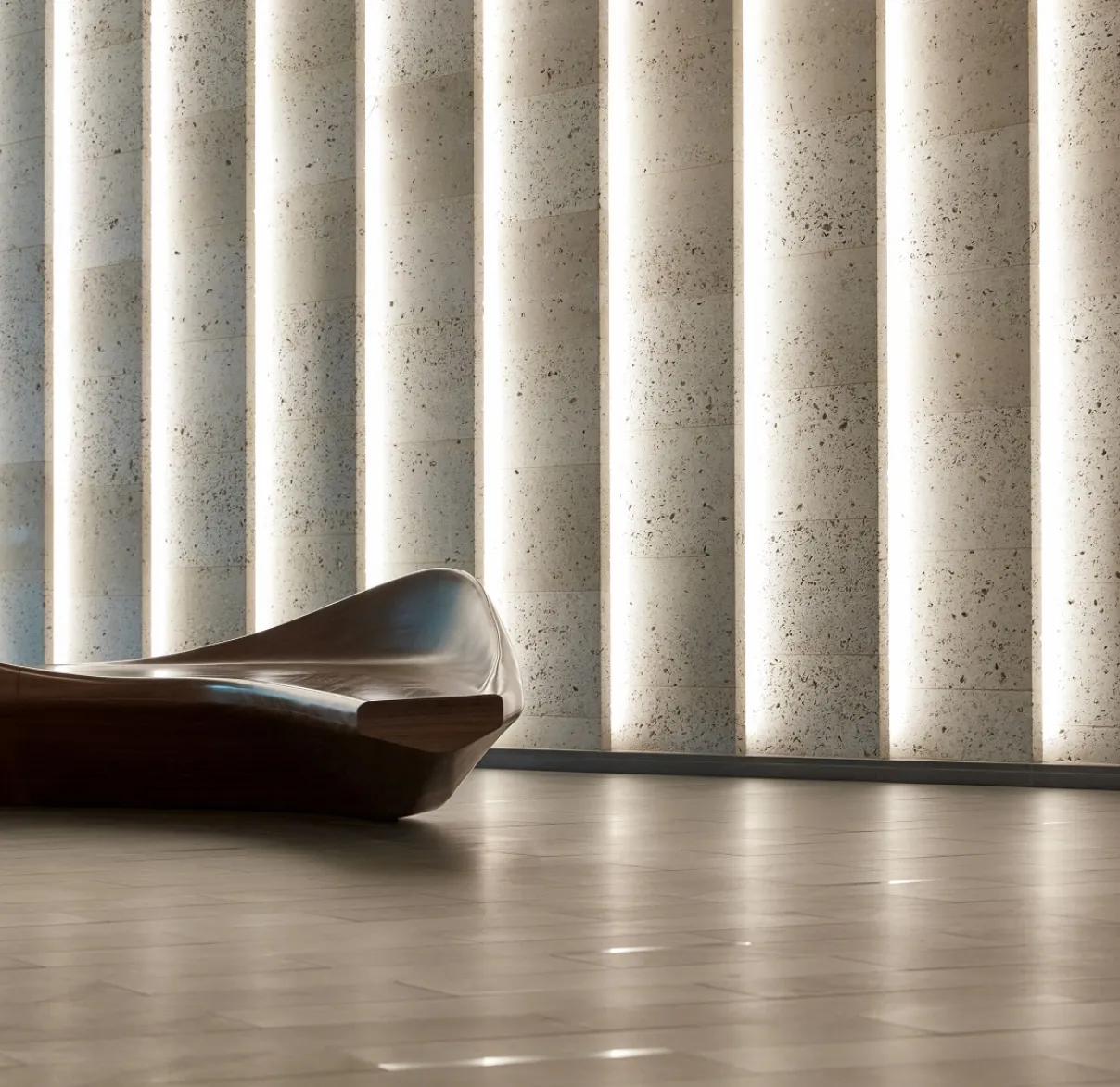 Long bench in office