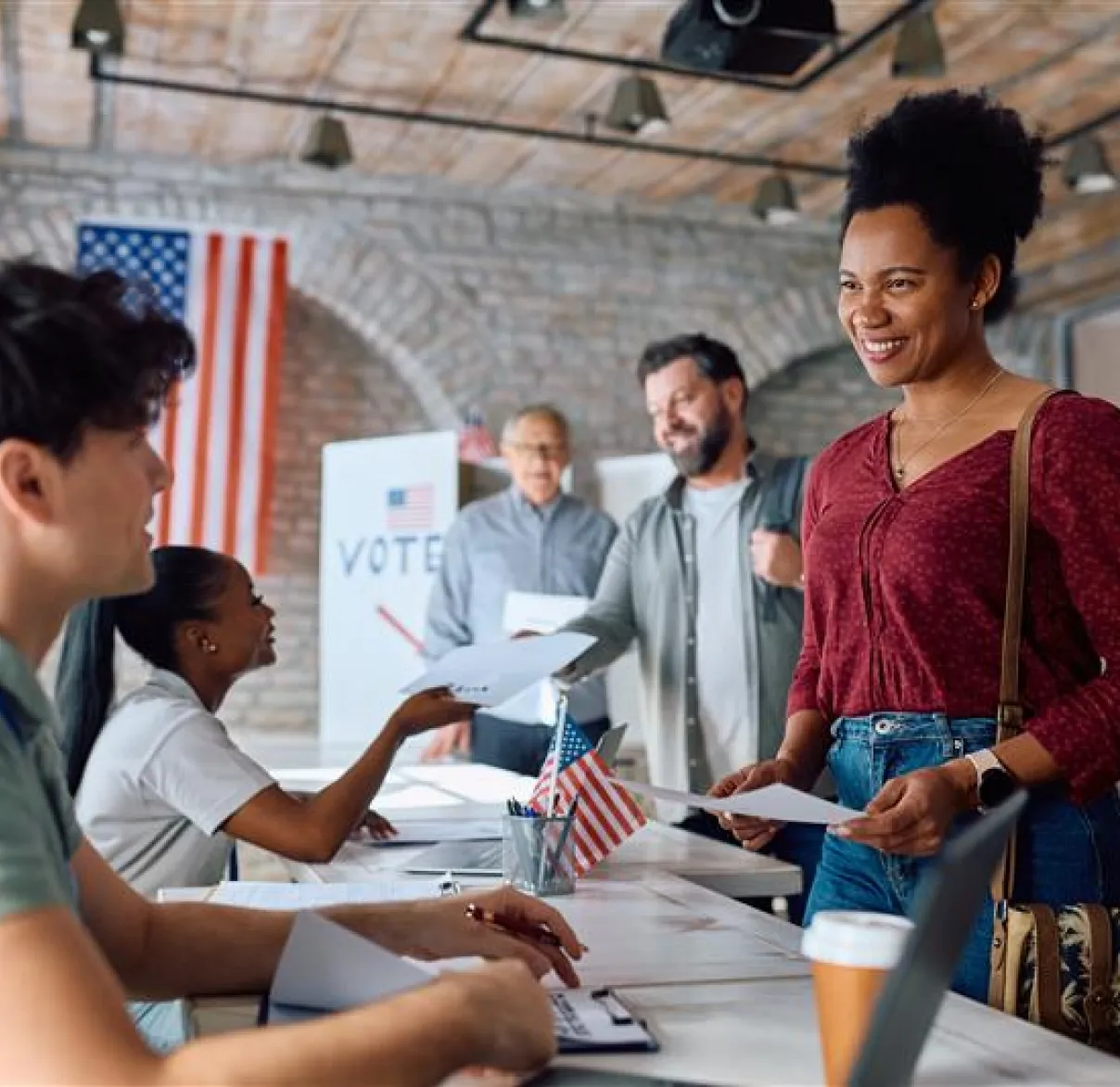Voters at a polling booth