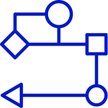 An icon showing a series of steps in a strategy