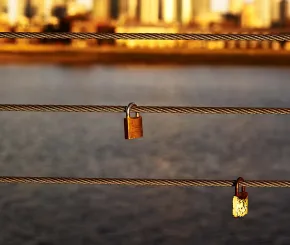 Padlock on a bridge