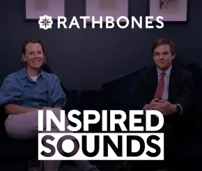 Laura and Elliot photographed together while recording the Inspired Sounds podcast