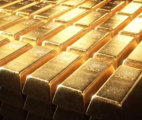 Gold bars stacked up together