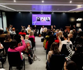 An audience of female founders listen to speakers at the Rathbones Inspire event in January 2026
