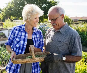 Retired couple in garden