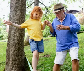 Grandfather and granddaughter