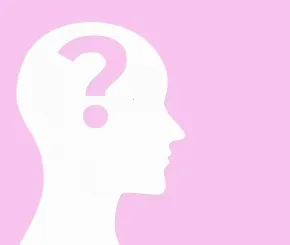 Question mark head in Rathbones pink